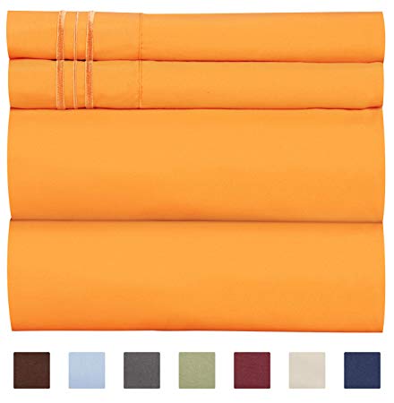 Queen Size Sheet Set - 4 Piece Set - Hotel Luxury Bed Sheets - Extra Soft - Deep Pockets - Easy Fit - Breathable & Cooling - Wrinkle Free - Comfy – Light Orange Bed Sheets - Queens Sheets – 4 PC