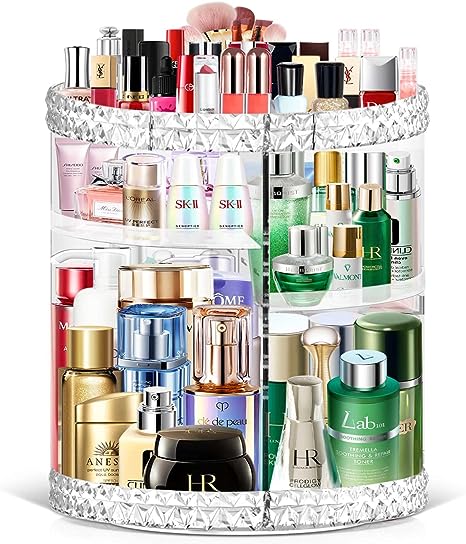 TiKenSo 360 Rotating Makeup Organizer, Cosmetics Organizer Makeup Spinning Organizer Clear 6 Adjustable Layers Large Capacity Acrylic Skincare Organizers for Bathroom or Bedroom Dresser