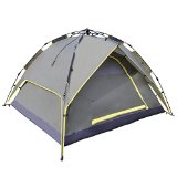 YKS 3-Person Automatic Folding Tent with Double Layers Windproof Waterproof and UV-proof Properties Idea for Camping Hiking BackpackingTraveling and More
