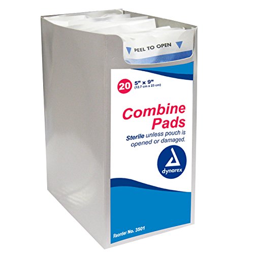 Dynarex Combine Pads, Sterile, 5 x 9 Inch, 20 Count