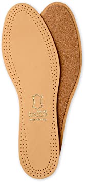 Leather Shoe Insoles Inserts, Replacement Inner Soles for Shoes Boots, Ecological Sheepskin Natural Tanning, with Cork Base, German Quality, Tacco City, All Sizes for Men Women (44 EUR/US M11)