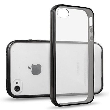 JETech iPhone 4/4S Case Bumper Shock-Absorption Bumper and Anti-Scratch Clear Back for Apple iPhone 4/4S (Black) - 0511