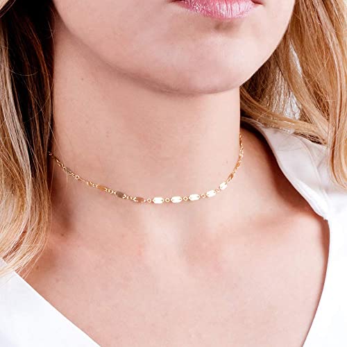14K Gold Filled Lace Choker Necklace - Designer Handmade Vintage Style Short Necklace 13.5"   3" Extending Chain