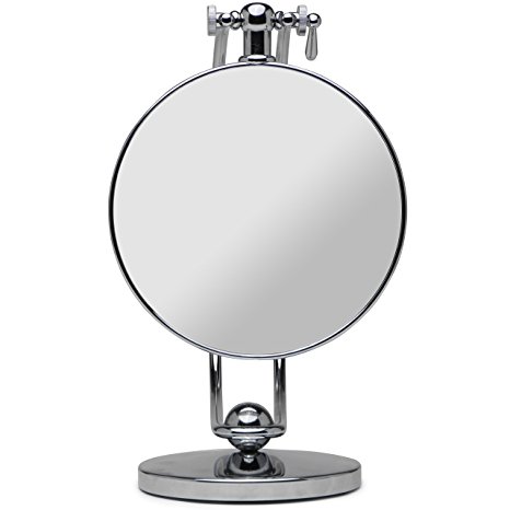 VISION-360 Height Adjustable 7-inch Doubled Sided Vanity Mirror with 7x Magnification by Mirrorvana | 360° Rotating Swivel Angle Makes Fixing Your Makeup a Breeze
