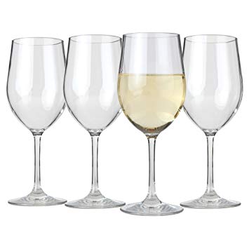 Lily's Home Unbreakable Chardonnay Wine Glasses, Made of Shatterproof Tritan Plastic and Ideal for Indoor and Outdoor Use, Reusable (12oz each, Set of 4)