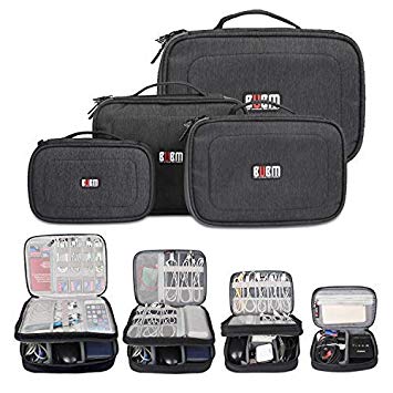 BUBM 4Pcs/Set Computer Cable Electronic Organizer Travel Packing Gadgets Bag Pouch for Cables,External Flash Drive,Mouse,Memory Card,Power Bank