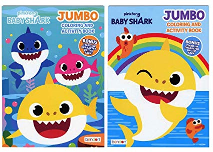 Bendon Baby Shark Jumbo Coloring Book and Activity Book (2 Book Set ~ 80 Page Each) 🦈