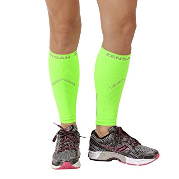 Zensah Reflective Compression Leg Sleeves - Best Night Running Gear - Relieve Shin Splints - Calf Sleeves for Running - Improve Visibility