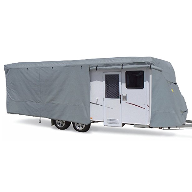 Summates Travel Trailer Cover RV Cover,color gray, 4 layer polypropylene fabric for whole cover, fits most sizes (Fits 16-20ft Travel Trailer, Gray)