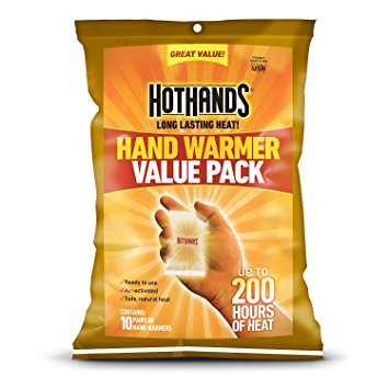HotHands Hand Warmers (Up to 10 Hours Heat)-10 Pairs Plus 4-Free Cura-Heat Back Patches