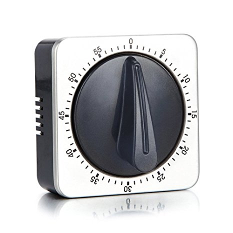 Kitchen Timer Loud Alarm Sound with Magnet,60 Minutes Countdown Timer,Home Cooking Baking Washing Steaming Manual Timer,Stainless Steel Face Mechanical Timer