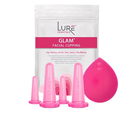 GLAM Face and Eye Cupping Set and FREE Cleansing Brush for Face Cupping Facial Anti-Aging Anti-Wrinkle Beauty Secret - Instant Lines and Wrinkles Filler
