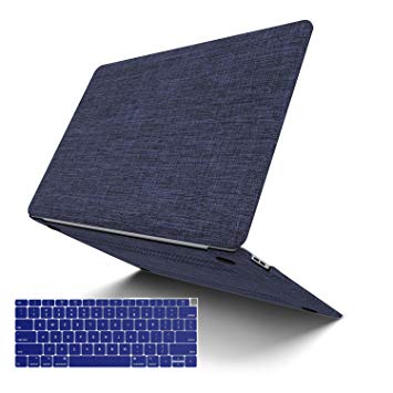 MacBook Air 13 Inch Case 2018 Compatible A1932, JGOO Soft Touch Shell Cover(Fabric), Hard Shell Case Compatible MacBook Air 13 Inch & Retina Display Fits Touch ID, Blue