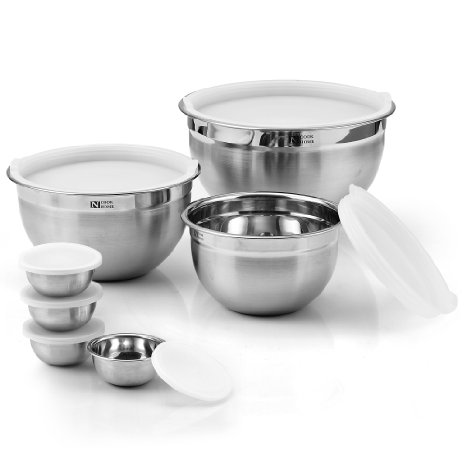 Cook N Home 14-Piece Stainless Steel Mixing Bowl Set 4setcase