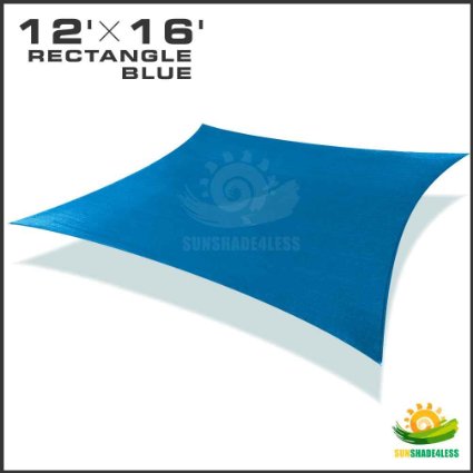 Windscreen4less® 12' x 16' Sun Shade Sail Canopy Blue - 3rd Generation - Commercial Grade - 5 Years Warranty (Custom Sizes Available)