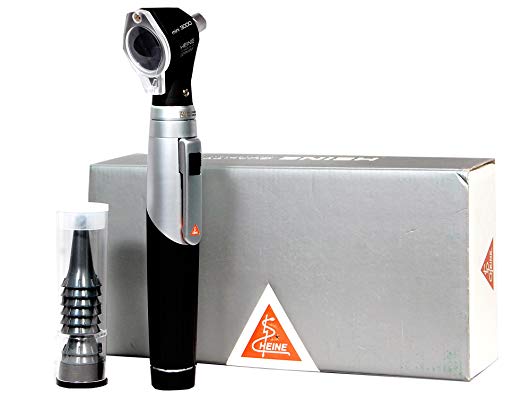 Heine Mini 3000 Halogen F.O. Otoscope with AA Battery Handle & Disposable Tips