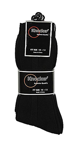 Knocker Mens Plain Dress Socks Black 12 Pairs (Many Colors Available)