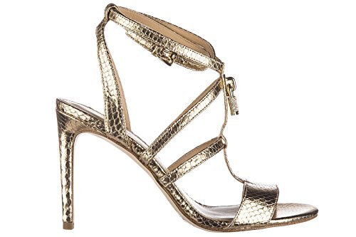 Michael Kors Women's Leather Heel Sandals Antoinette Gold