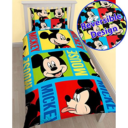 Mickey Mouse Bright Single/US Twin Duvet Cover and Pillowcase Set