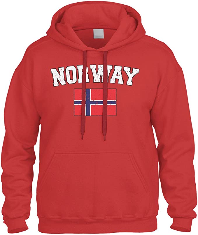 Cybertela Faded Distressed Norway Flag Sweatshirt Hoodie Hoody