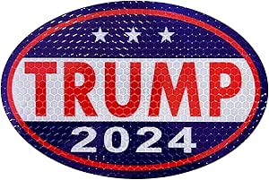 Oval Magnet Reflective at Night for Trump 2024 President Campaign - 4" x 6" Magnetic Bumper Sticker, Political Republican Party, Save America Again!. Reuseable Magnet Decal for Truck/Fridge/Metal.