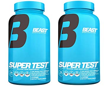Beast Sports Super Test 180 Count Original (2 Bottles), Professional Strength, Natural Testosterone Booster Supplement w/Nitric Oxide Support for Maximum Muscle Mass, Stamina, Strength, Recovery