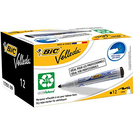 BIC Velleda 1701 ECOlutions Whiteboard Markers Black 12 Box