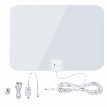 TV Antenna, Vansky Amplified HDTV Antenna 50 Mile Range with Detachable Amplifier Signal Booster for UHF VHF, USB PowerSupply and 16ft High Performance Coax Cable