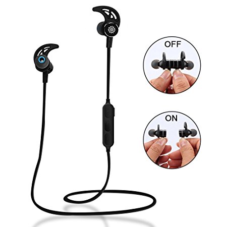 Bluetooth Headphones, Wireless Bluetooth Headphones Headset Intelligent Switch Magnetic Earbuds Running In Ear Stereo Earphones with Mic Secure Fit for Sports, Gym, Exercise