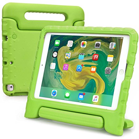 Apple iPad Air kids case, [2-in-1 Bulky Handle: Carry & Stand] COOPER DYNAMO Rugged Heavy Duty Children’s Cover   Handle, Stand & Screen Protector - Boys Girls Elderly (Green)