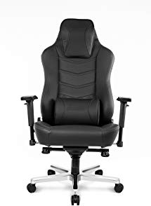 AKRacing Office Series Onyx Deluxe Executive Real Leather Desk Chair with High Backrest, Recliner, Swivel, Tilt, Rocker & Seat Height Adjustment Mechanisms, 5/10 Warranty - Black