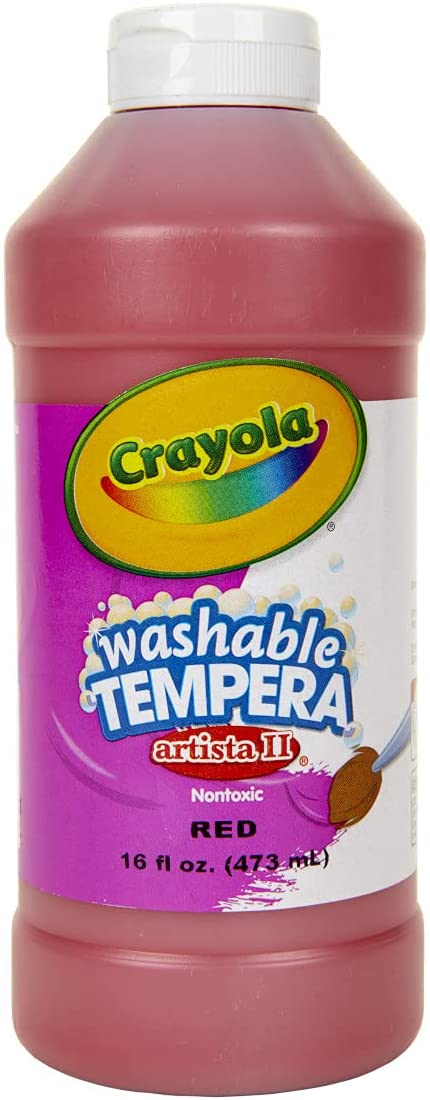 Crayola Artista II Washable Tempera Paint 16oz Red, Pint