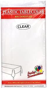 Party Dimensions Clear 54" x 108", Rectangular Plastic Table Cover, 1 Pc