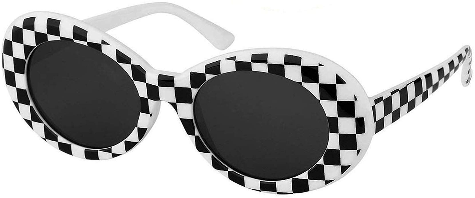 QIFANDI UV400 Clout Goggles Bold Retro Oval Mod Thick Frame Sunglasses