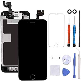 GULEEK for iPhone 6s Screen Replacement Black Touch Display LCD Digitizer Full Assembly with Front Camera,Proximity Sensor,Ear Speaker and Home Button Including Repair Tool and Screen Protector