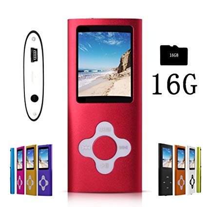 G.G.Martinsen Red Stylish MP3/MP4 Player with a 16GB Micro SD Card, Support Photo Viewer, Mini USB Port 1.8 LCD, Digital Music Player, Media Player, MP3 Player, MP4 Player