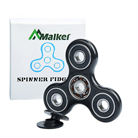 Malker Fidget Spinner - Decompression Hand Spinner Toy With Premium Hybrid Ceramic Bearing - Finger Toy, Perfect For ADD, ADHD, Anxiety, and Autism Adult Children,Black