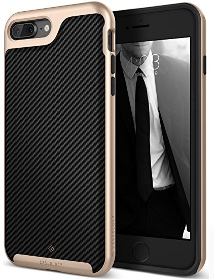 iPhone 7 Plus Case, Caseology [Envoy Series] Classic Rich Texture PU Leather [Carbon Fiber Black] [Luxury Slim] for Apple iPhone 7 Plus (2016)