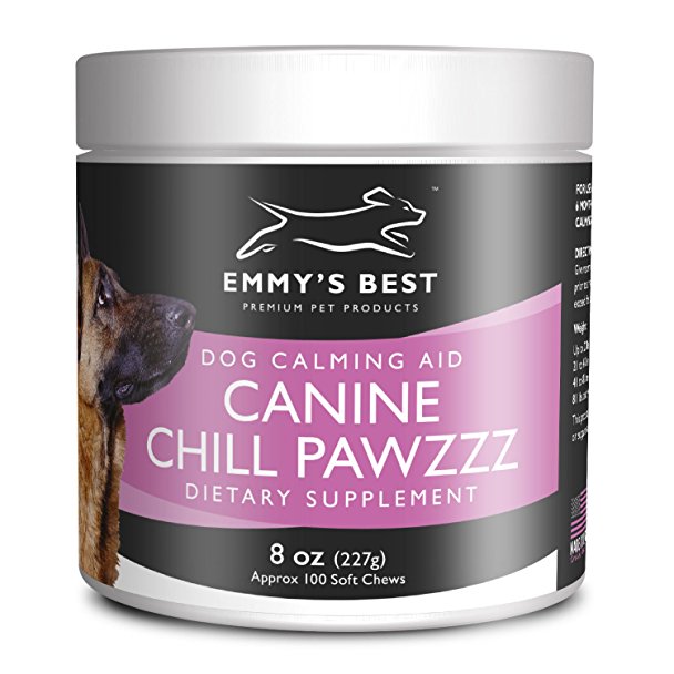 Chill Pawzzz Dog Calming Soft Chew Treats by Emmy's Best for Separation Anxiety, Nervousness, Fireworks (100ct)