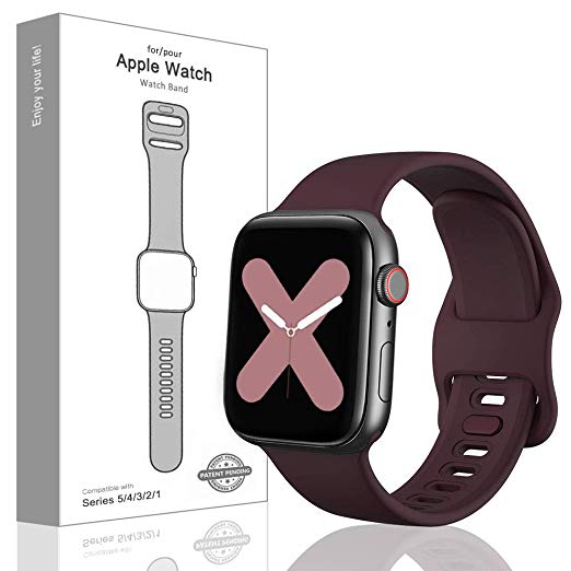 Tovelo Sport Band Compatible with Apple Watch Band 38mm 40mm 42mm 44mm, Soft Silicone Replacement Sport Strap Compatible with iWatch Series 5/4/3/2/1
