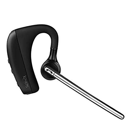 Scinex gLite Wireless Bluetooth Headset compatible with Android and iPhone Cellphones. Hands free Retractable Earpiece for Truck Drivers with Noise Cancelling Mic (Black)