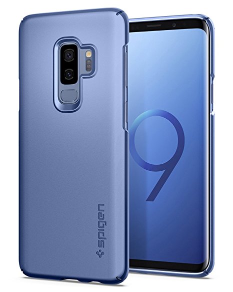 Spigen Thin Fit Galaxy S9 Plus Case with SF Coated Non Slip Matte Surface for Excellent Grip and QNMP Compatible for Galaxy S9 Plus (2018) - Coral Blue