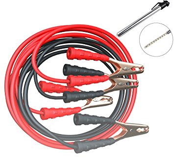Jumper Cables with a Case - The Quick and Effective 12 Foot Long Booster Cable for Cars with a Pencil Tire Pressure Gauge
