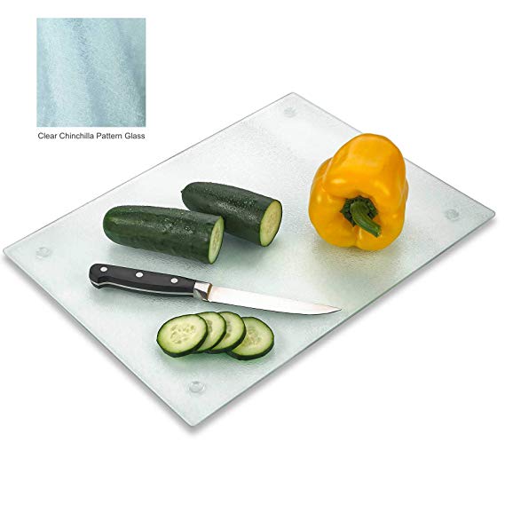 Tempered Glass Cutting Board – Long Lasting Clear Glass – Scratch Resistant, Heat Resistant, Shatter Resistant, Dishwasher Safe. (Frosted Large 12x16”)