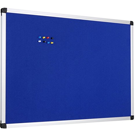XBoard Large Blue Bulletin Board, 36 x 24 in, Aluminum Framed, Wall Mounted Fabric Message Notice Board for Home Office School