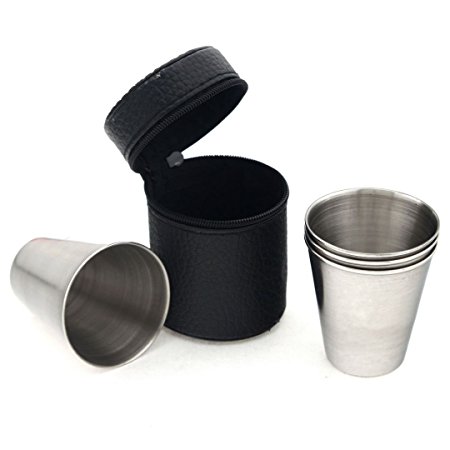 LQZ(TM) 4-Pack Camping Stainless Steel Cup