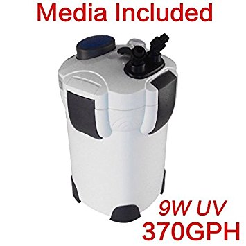 Pingkay 3-stage External Canister Filter with 9-watt Uv Sterilizer for Aquarium 370 GPH Builtin Pump Kit Canister