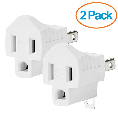 Yubi Power Grounding Adapter Plug - Grounded Outlet Adapter - 2 Prong to 3 Prong Adapter - 2 Pack