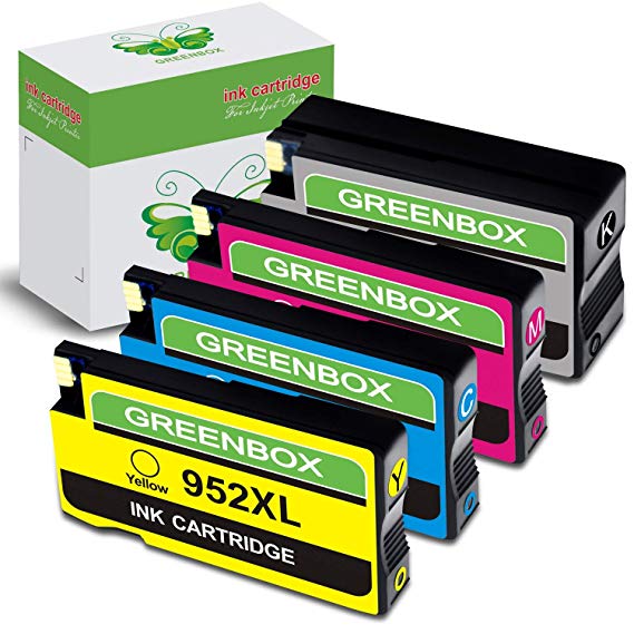 GREENBOX Remanufactured Ink Cartridge Replacement for HP 952XL Used in OfficeJet Pro 8710 8720 7740 8740 8210 8730 7720 8216 8715 8702 8200 8218 8700 Printer (1 Black 1 Cyan 1 Magenta 1 Yellow)