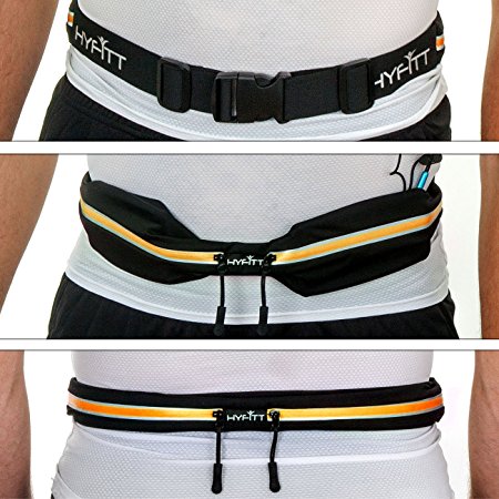 Running Belt Waist Pack Fanny Pack by HYFiTT - 2 Lg Expandable Water Resistant Pockets/Media Port - Reflective Zippers - Best for iphone 6 6s plus, Samsung Note 4, Galaxy s6   Android Phone